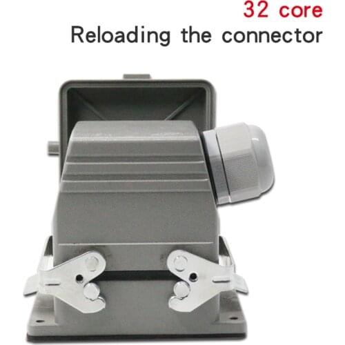 Heavy duty connector 32 core rectangular aviation plug socket h32b-he-032 industrial waterproof 16A with cover