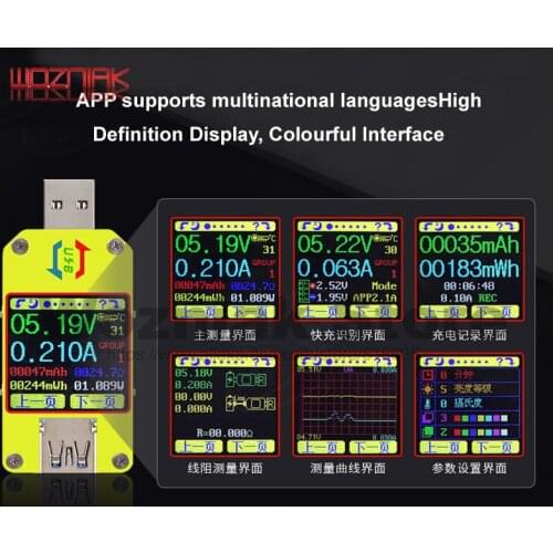 UM34 UM34C for APP USB 3.0 Type-C DC Voltmeter ammeter voltage current meter battery charge measure cable resistance Tester