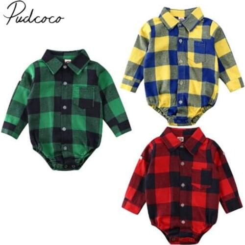 2020 Baby Spring Autumn Clothing Newborn Baby Girl Boy Bodysuits Jumpsuit Clothes Set Cotton Checked Long Sleeve Outfits Set