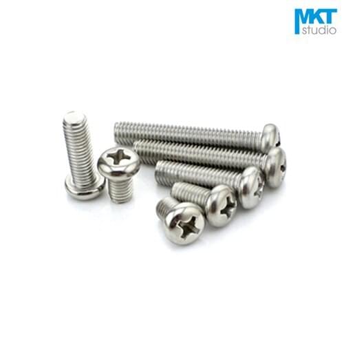 100Pcs M3 Stainless Steel Round Head Flat Tail Screws Bolts Height=30/35/40/45/50/55/60/70/80mm