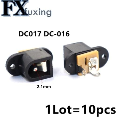 10Pcs DC017 DC-016 DC Female Power Socket 5.5mm*2.1mm With Ear Screw Hole dc-017 DC Socket Adapter Connector Jack 5.5*2.1 MM Hot