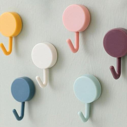 10 Pcs Strong Wall Hook Mounted Hole-free Round Shape Heavy Duty Adhesive Hook Home Kitchen Supplies Multi-Purpose Hooks
