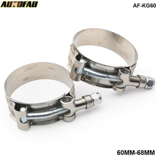 2PCS 2.25" INCH (60MM-68MM) SILICONE TURBO HOSE COUPLER T BOLT SUPER CLAMP KIT AF-KG60