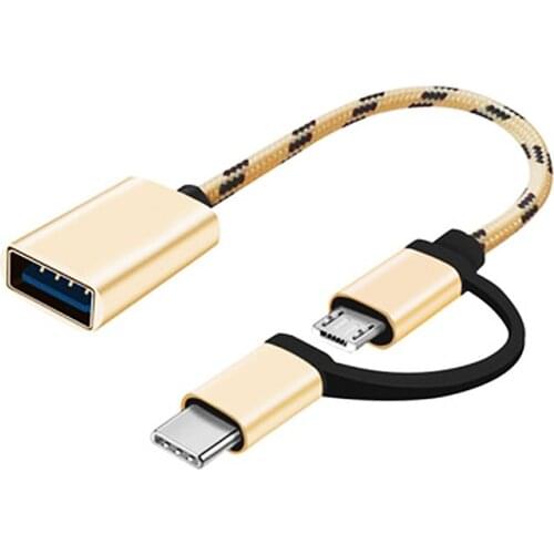 2 In 1 Type-C OTG Adapter Cable for Samsung Xiaomi Mi Android MacBook Mouse Gamepad Tablet PC Type C OTG USB Cable