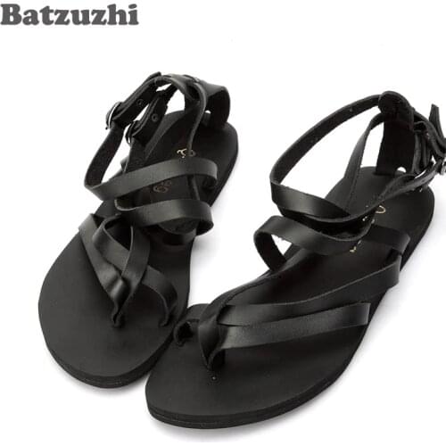 2020 New Men Sandals Soft Comfortable Men Summer Shoes Leather Roman Sandals Shoes zapatos mujer Gladiator, Big Sizes US6-12