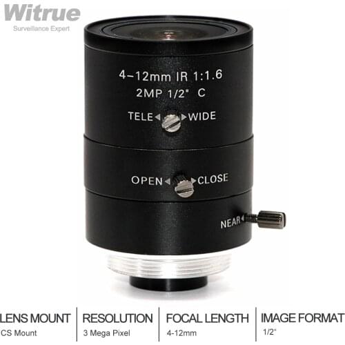 3 Mega Pixel HD 4-12mm Vari-Focal CCTV LENS CS Mount Industrial lens Manual Iris Lens For CCTV HD Camera box
