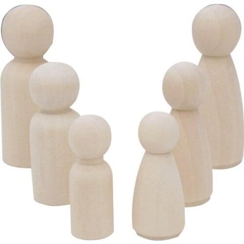 30pcs/set Puppet Wooden Peg Dolls Family Five People DIY Crafts Toys Unfinished Toys Childrens Painted Doodle with Box