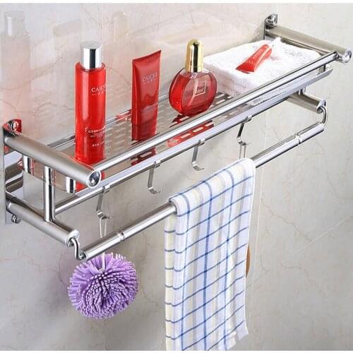 304 Steel Storage Holder durable Wall Mounted rack Bath Towel Kitchen bathroom Thicken Hanger Single Rod Multifunction Organize
