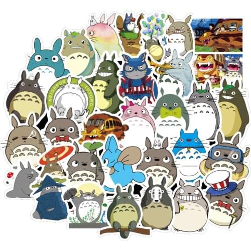 50PCS Cute Totoro Anime Sticker Gifts Toy For Children Cartoon Spirited Away Stickers to Stationery Guitar Phone Helmet Laptop