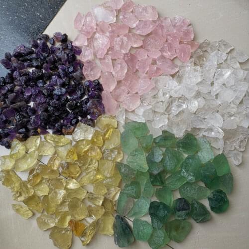 500g Five Kinds Natural Amethyst/Pink/White/Citrine/Green Fluorite Crystal