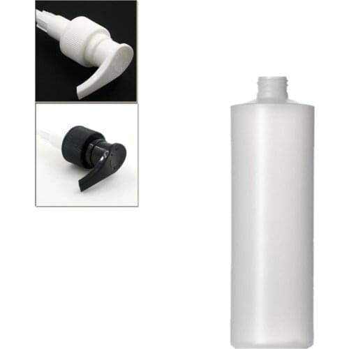 500ml empty plastic soft bottle ,natural-colored HDPE cylinder round with black/white Lock Pumps