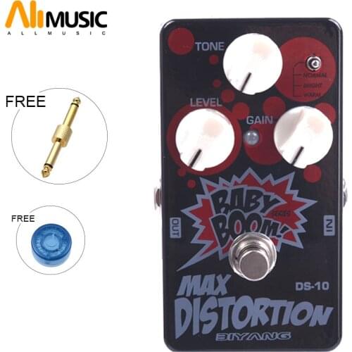 Biyang Baby Boom DS-10 Three Modes Electric Guitar Bass Pedal Max Distortion Effect pedal True Bypass with pedal connector