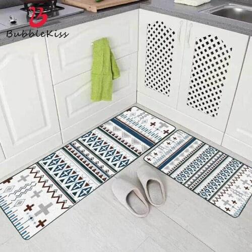 Bubble Kiss Ethnic Style Kitchen Carpet Simple Striped Bedside Area Rug Non-Slip Wear-Resistant Door Mat Modern Home Carpet