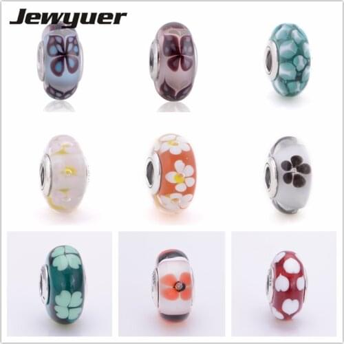 Butterfly Kisses and flowers Murano Glass beads 925 Sterling Silver jewelry fit charms bracelets necklaces DIY Memnon BD091