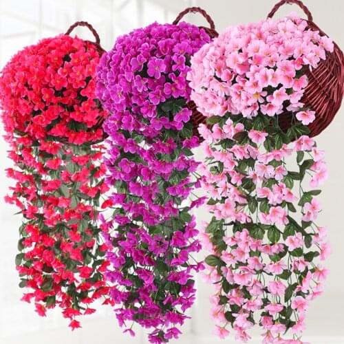Violet Artificial Flower For Party Decoration Wedding Valentines Day Simulation Wall Hanging Basket Fake Orchid Flower