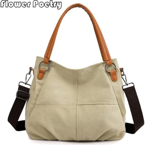 New Women Canvas Shoulder Bag Highs Capacity Waterproof Female Tote Handbag Fashion Solid Color Reusable Shopping Bags Bolsos