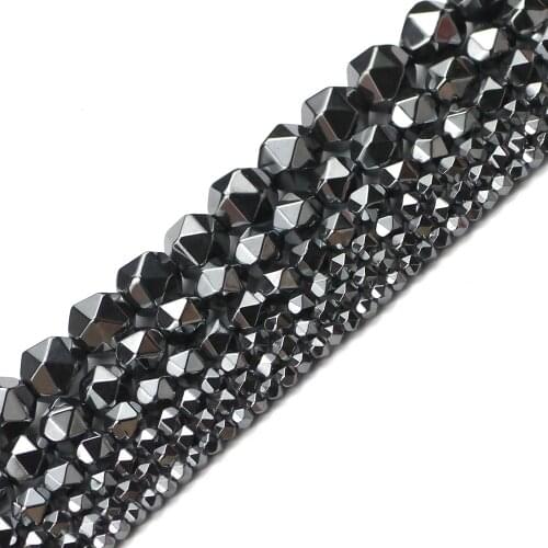 JHNBY 2/3/4/6/8mm Faceted Round Black Hematite Natural Stone Spacer Loose Beads For Jewelry Making 15.5'' Diy Necklace Bracelets