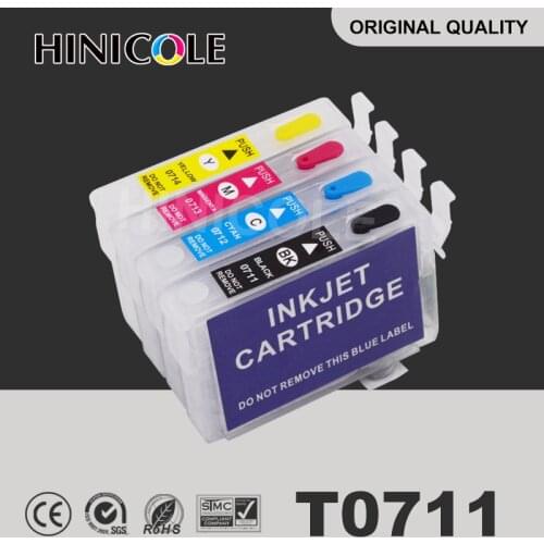 Hinicole Ink Cartridge T0711 T0712 T0713 T0714 For Epson Refillable Stylus DX7450 DX8400 DX8450 DX9400F Refill Cartridges