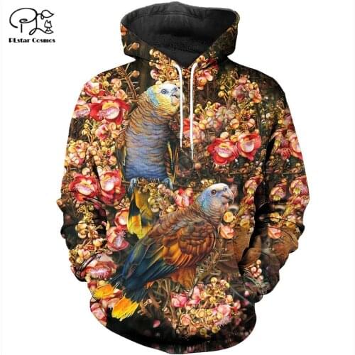 PLstar Cosmos Colorful Parrot 3D Printed Hoodies Casual Men/Women Zipper Hooded Funny Animal Unisex Brand Streetwear Apparel P35