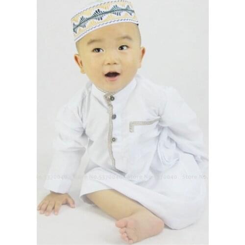 Boys Abaya Traditional Prayer Islamic Clothing Arab Kids Jubba Thobe Saudi Arabia Dubai Eid Blouse Muslim Dress Kaftan Robe Gown