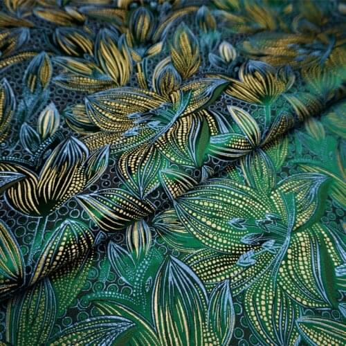 NCF886 Dark Green Lily Jacquard Chinese Style Brocade Fabric Cheongsam Clothing Costumes DIY Fabric Sewing Coushion Cover Fabric