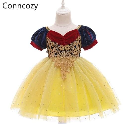 2021 New Fluffy Dress Snow White Themed Cake Dress Child Dress Halloween Clothes Party Dresses for Girls Princess Dress Clothes