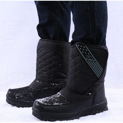 2020 new snow boots mens winter plus velvet warm outdoor high-tube boots non-slip wear-resistant cotton shoes