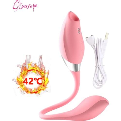 New Heating Sucking Double Vibraror for Women clitoral stimulation Sucker Blowjob Anal Dildos Vibrators Female Sex toys Couple