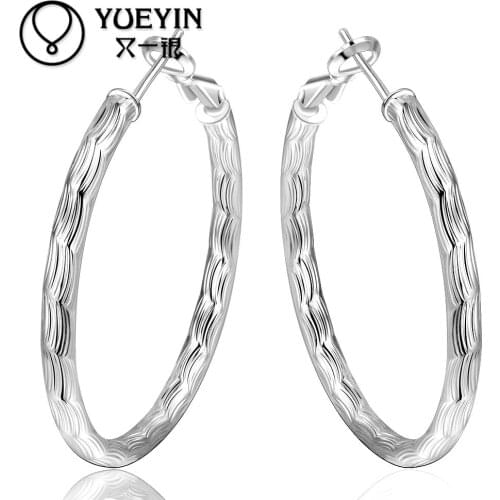 Wholesale silver plated hoop earrings for women big round circle earrings anting-anting brilliant Nickle free