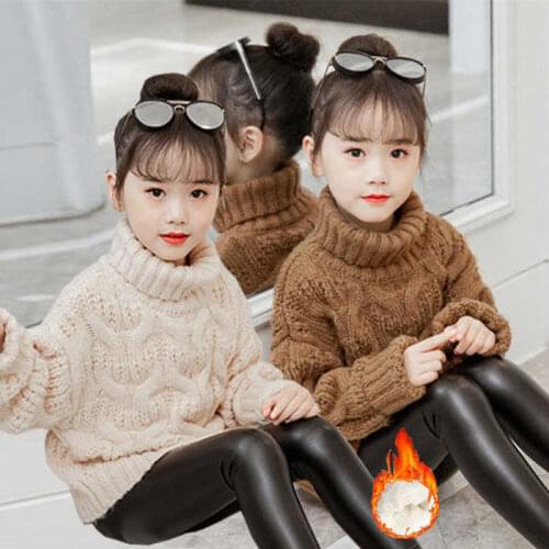 2021 autumn winter childrens clothes girls knitted sweaters High collar thicken warm sweaters for girl kids pullovers 2-12 y