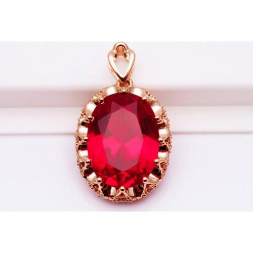 Luxury 925 Sterling Silver Necklace Women Jewelry Fashion Shiny Crystal Red Rose Gold Necklace Female Wedding Accessories KOFSAC