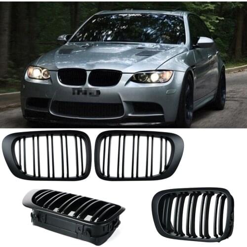 A Pair Of Dumb Black Car Grille Double Wire Medium Mesh Intake Grille For Bmw E46 Coupe 99-02