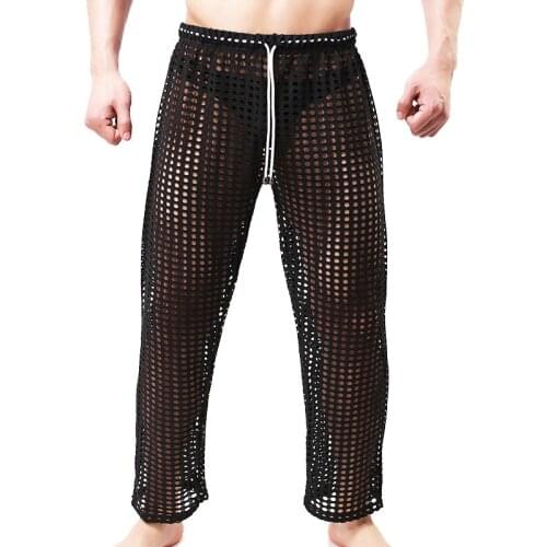 New Male Pajama Pants Male Home Transparent Gay Trousers Length Trousers Ultra-thin Sexy Sleepwear Leggings