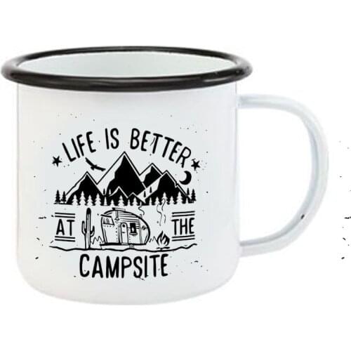Stainless Steel Camping Coffee Mug Gift Campsite Wine Tester Camper Camping Retro Enamel Mug