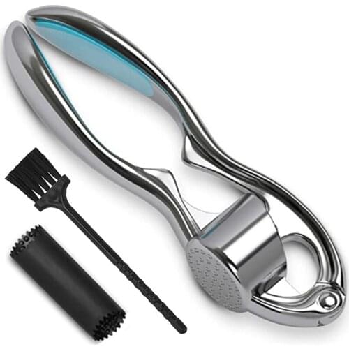 Garlic Press, Garlic Mincer,Grinder Garlic Press with Silicone Garlic Peeler & Clean Brush, Professional Squeezer Masher