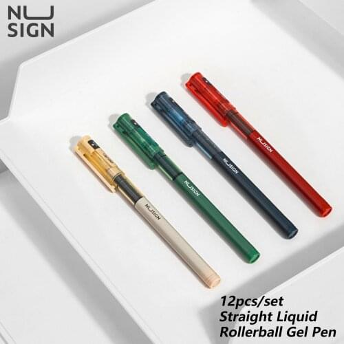Nusign 12Pcs/Set Ballpoint Pen Fast Dry Sign Pen 0.5mm Black Ink Portable Smooth Writing Exam Pens Stationery Office Supplies