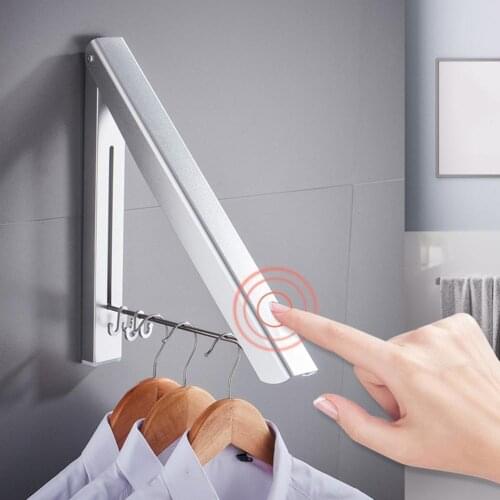 Folding Wall Mounted Clothes Airer Coat Hanger Adjustable Organizer Drying Rack Drying Rack