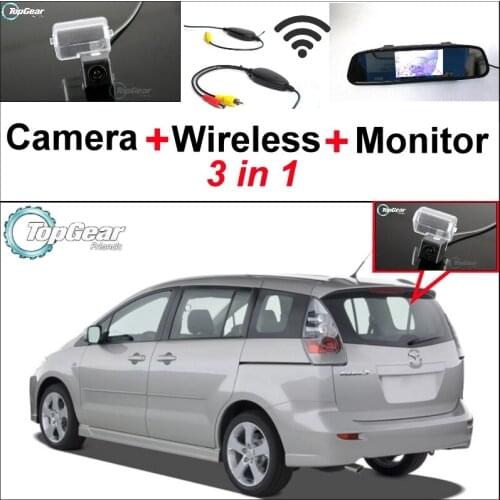 3 in1 Special Camera + Wireless Receiver + Mirror Monitor DIY Back Up Parking System For Mazda 5 Mazda5 Premacy MK2 2005~2010