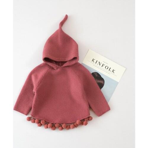 Special Offer 2020 Children Knitted Sweaters Cartoon Cute Pullovers Tops Baby Girls Ruffles Hooded Sweaters