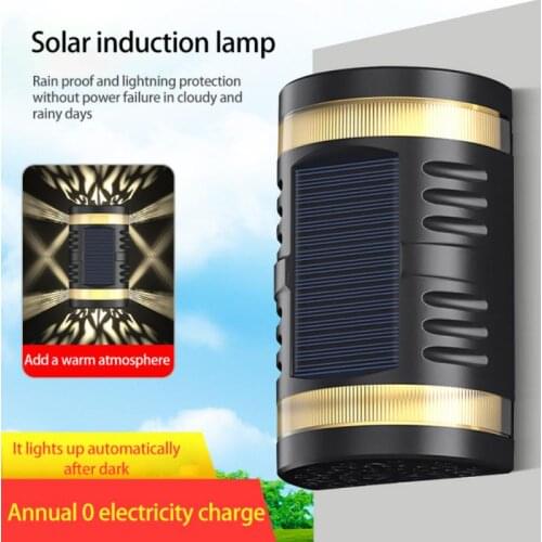 LED Outdoor Solar Light Outdoor Waterproof Smart Light Control Projection Wall Lamp Garden Fence Landscape Decoration Supplies
