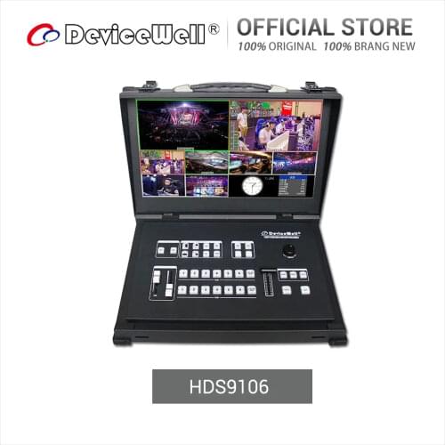 DeviceWell HDS9106 6 CH 4 Way SDI 2 HDMI-compatible For New Media Live Broadcasts15.6 Ince Screen PGM PVW POP PIP Video Switcher