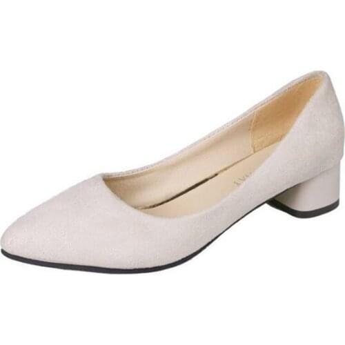 Women Pumps 2020 Wedding Party Shoes Women Flock Slip On 4CM Pointed Toe Fashion Casual Dress Office & Career Shallow 2020 Red