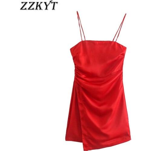 ZZKYT 2021 Women Summer Fashion Sexy Solid Folds Mini Dress Vintage Sleeveless Backless Female Party Dresses Vestidos Mujer