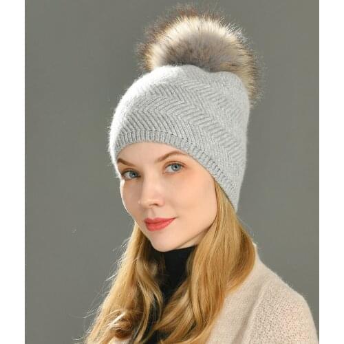 Winter Hat Women Solid Color Cashmere Wool Knitted Beanies Ripple Thick Warm Soft Bonnet Skullies
