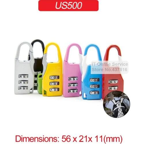 1PCS 3 Digit Combination Anti-theft Password Padlock Zinc Alloy Backpacks Zipper Bags Padlock US500