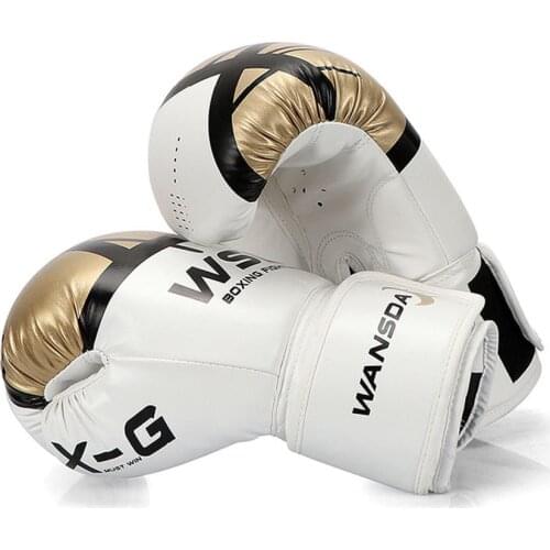 2Pcs High Quality Mens Leather Boxing Gloves Muay Thai sport gloves Men MMA Gym Training Sanda Glove Equipments