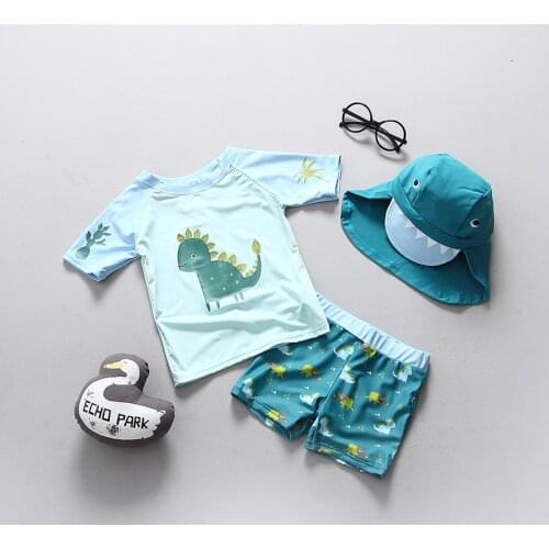 2021 UPF50+ Swimsuit Kids Cartoon Dinosaur Toddler Baby Boy Bathing Suit Childrens Swimwear 2-8 Years Swim Clothes Swimsuits