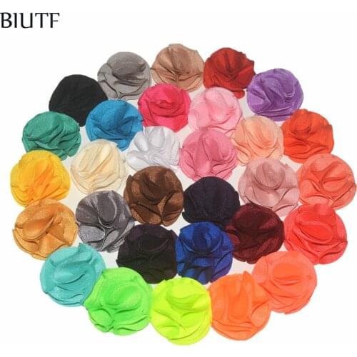 30pcs/lot Multi-layer Fabric Chiffon Rose FLower WITH/WITHOUT Hair Clip Little Girl Cute Hair Accessories FH30