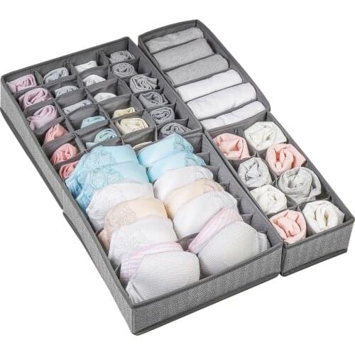 4PCS Non-Woven Underwear Storage Box Foldable And Removable Underwear Storage Boxs Drawer Socks Underwear Organizer