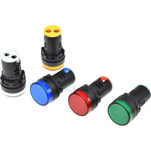 5PCS AD16-22DS AC 220V LED signal lamp Red/Green/Huang/Blue/White Indicator Lights AD16 22DS